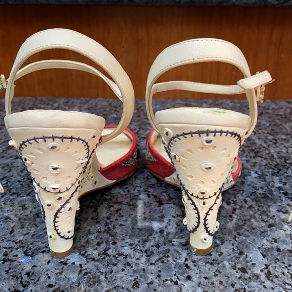 Fendi Embroidered Wedge Sandals Size 37 - Picture 5 of 9
